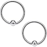 Ruifan Titanium Nose Rings Hoops Septum Rings Nose Clicker Ring Gauges PA Lip Tragus Helix Cartilage Daith Rook Sleeper Earring Body Piercing Jewerly for Women Men 20G 18G 16G 14G 8G 6G 4G 2G 6MM-19MM