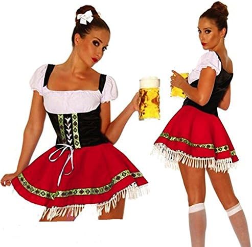 CLUBCORSETS Ladies Red Beer Maid Oktoberfest Costume Fancy Dress Sizes S-6XL