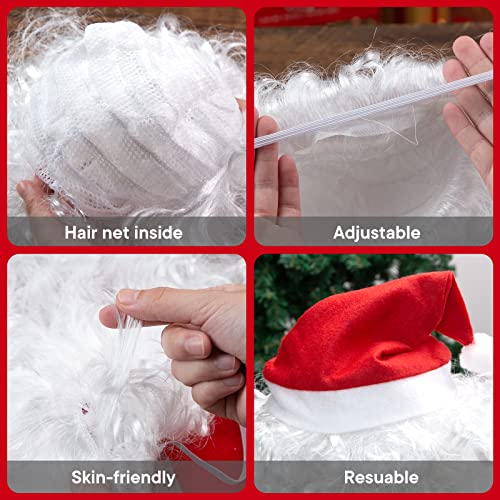 3 otters Christmas Santa Costume Set, 5PCS Christmas Costume Accessories Santa Claus Wig for Christmas Party Impersonation Masquerade Cosplay