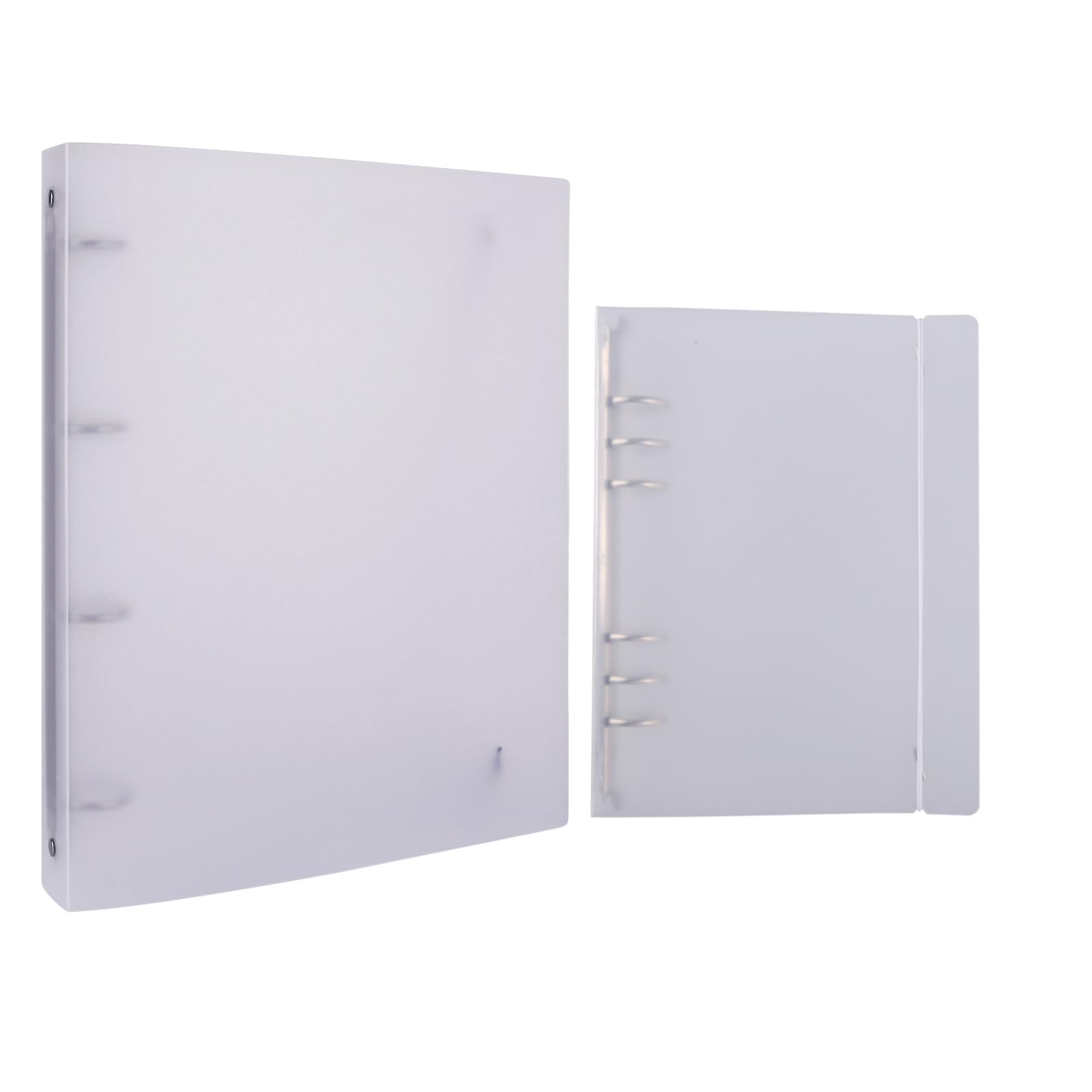 2Pcs/Set 1Pcs A4 4 Ring And1Pcs A5 6 Ring Binder Cover Clean Transparent Soft PVC for Refillable Notebook Shell withMatte surfaceforStamp & Die Storage (A4 Size :10.6x12.9inch A5 Size :9x6 inch)