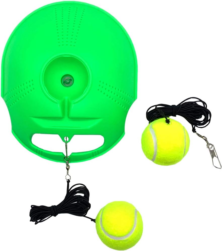 TaktZeit Tennis Trainer Rebound Baseboard Self Tennis Training Tool Ball Back Training Gear with 2 String Balls (Flash Green-1.0) : Sports & Outdoors