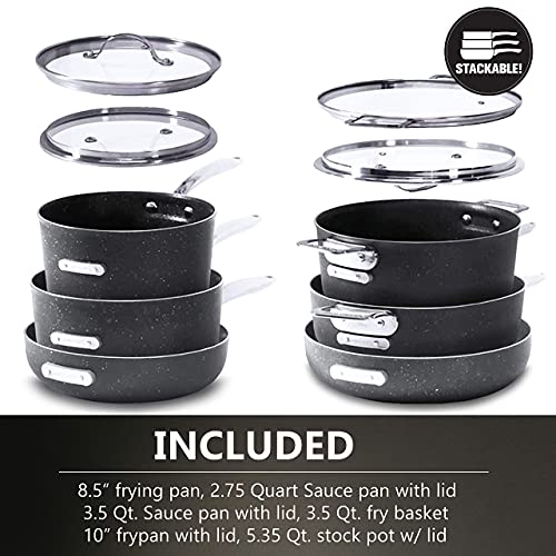 Granitestone Original Stack Master 10 Piece Cookware Set, Triple Layer