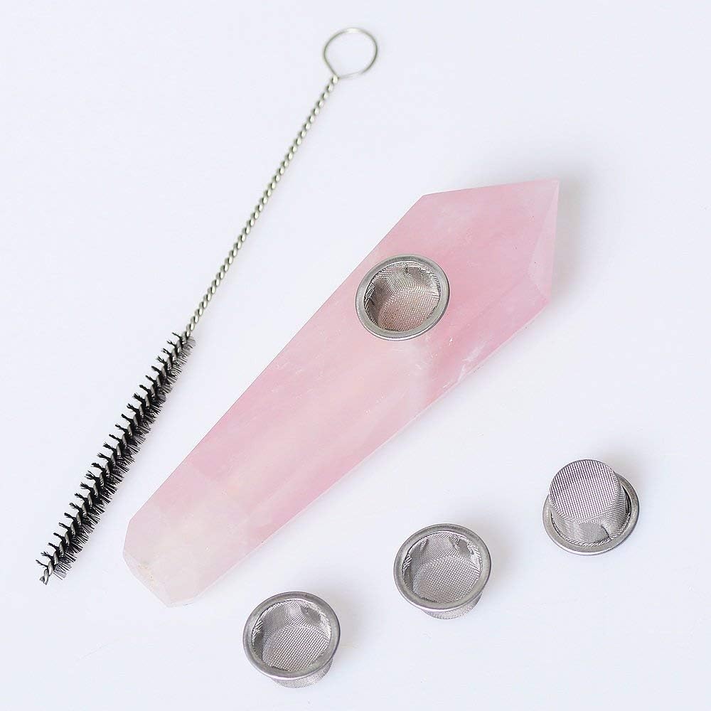 Amazon Co Jp ナチュラルピンククリスタルタバコパイプ 3フィルターと1ブラシが付属しています 手作り ポータブルタバコパイプ 腕時計