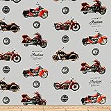 Riley Blake Designs Indian Motorcycle Main Fabric, Gray, Fabric By The Yard