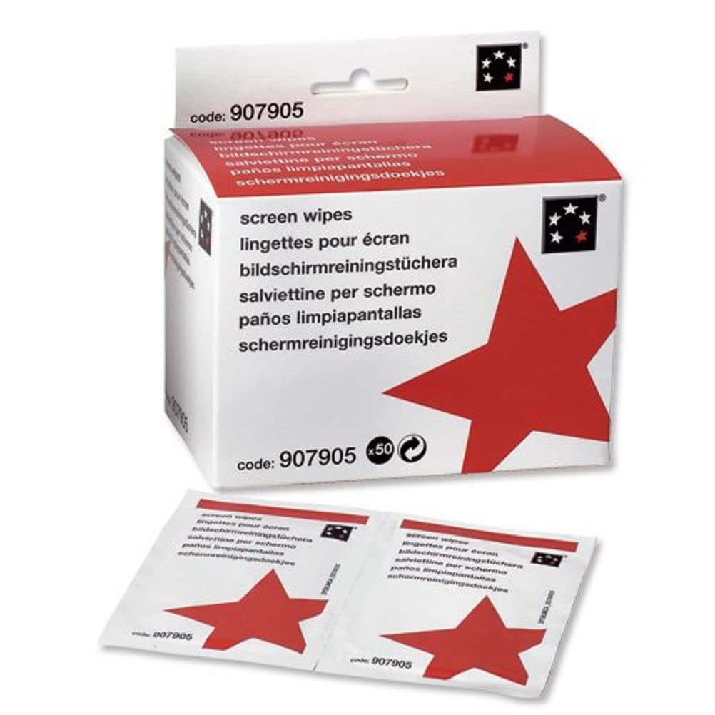 5 Star Office Screen Cleaning Sachets Anti-static Non-hazardous [Pack 50] (Packaging May Vary)