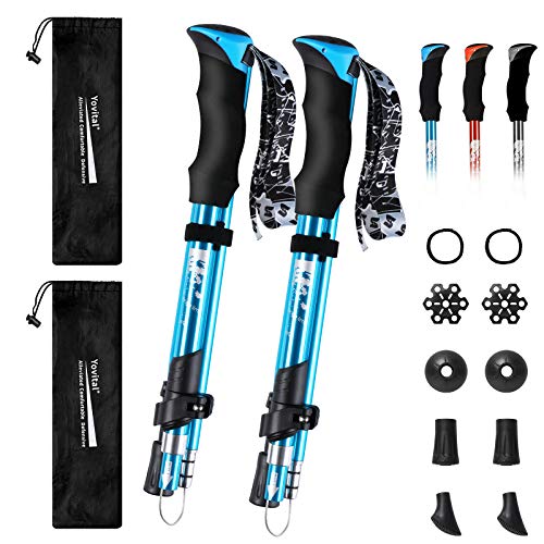 YOVITAL Trekking Poles Collapsible Hiking Poles Aluminum 7075 Adjustable Hiking Walking Sticks
