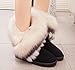 King Ma Women's Faux Fur Tassel Winter Snow Boot Suede Flat Ankle Boots