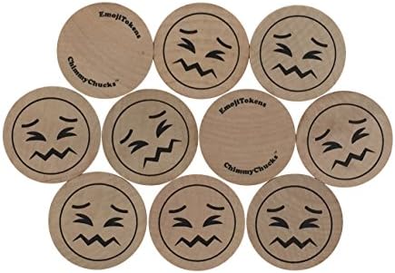 EmojiTokens 1-1/2" Wood Emoji Emoticon, 50 pcs (Cringe)