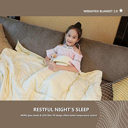 3 YnM+Cotton+Weighted+Blankets+Creamy