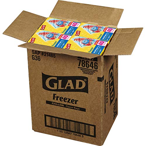 GLAD Zipper Freezer Storage Plastic Bags, Gallon Bags, OntheGo Snack