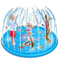 BOLMAZ Splash Pad, 68" Inflatable Water Sprinkler Pad & Sprinkle Play Mat Spray Wading Toys, Outdoor Summer Backyard Water Sprinkler Spray Mat for Kids Toddlers Boys Girls Party Gift
