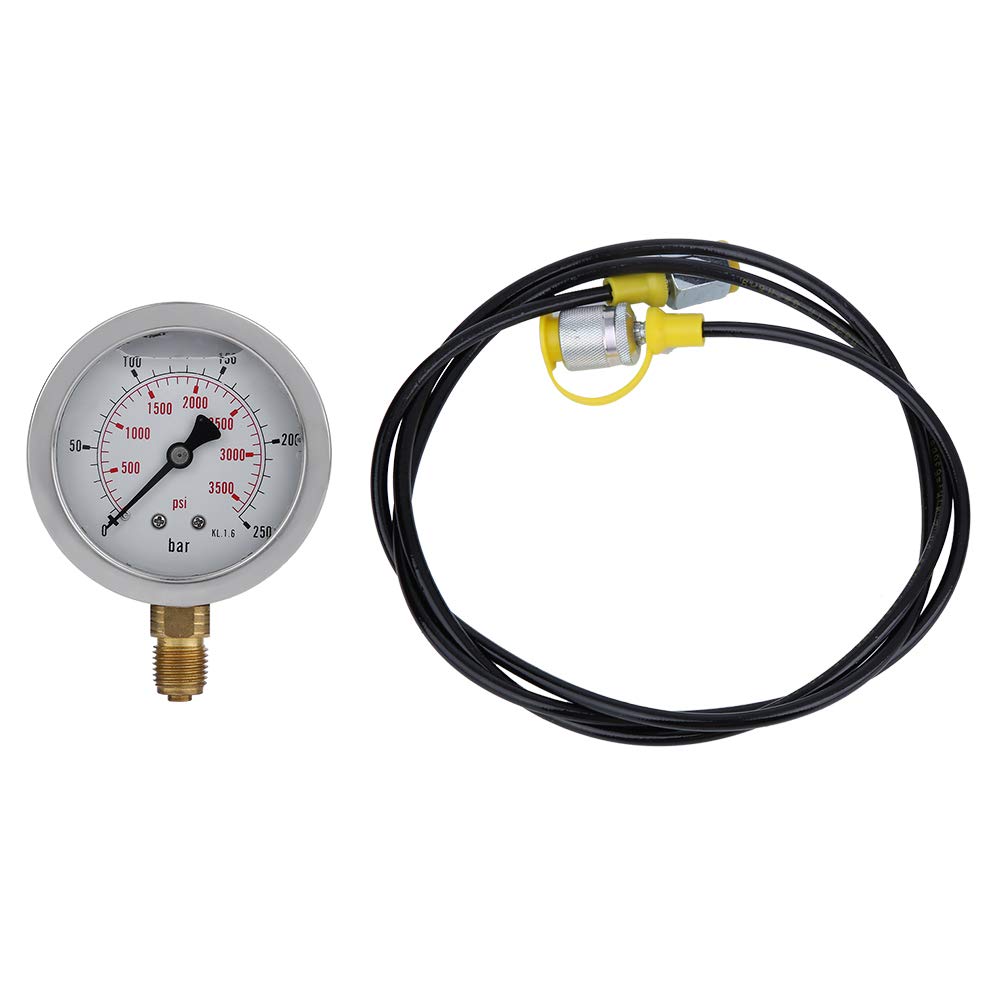 Hydraulic Pessure Gauge, M16*2-BSP1/4 0~250BAR/3600PSI Pessure Gauge Kit Test Point Coupling Manometer Gauge Kit for Testing Pressure of Hydraulic