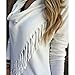 JLTPH Women's Tassel Hem Crew Neck Knited Fringe Poncho Capes Shawl Scarf Blanket Wrap Sweater Coat