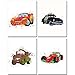 Cars Watercolor Prints - Set of 4 (8 inches x 10 inches) Wall Art Decor Kids Bedroom Photos Lightning McQueen Tow Mater Francesco Bernoulli Sheriff