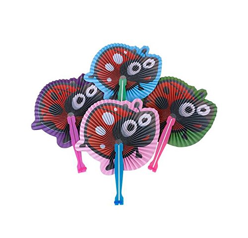 Bargain World 10" Lady Bug Folding Fans [12-Pack] | Fun & Exciting Hand Fans For Kids & Teenagers From Our Huge Collection | Sticky Notes Included - Thumbnail 3