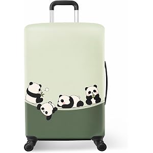 JOYHAUE Luggage Cover M Cute Panda Green Hill Minimalist Suitcase Protector | JOYHAUE Cute Panda Luggage Cover 24-26 in, Kawa