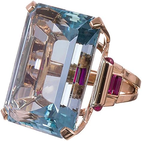 Huge 10.4CT Aquamarine 925 Silver Ring Rose Gold Filled Wedding Cocktail SZ 6-10 (10)