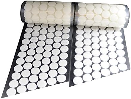 Ecooy 5/8" 16mm Diameter 600 Pcs(300 Pairs) White Round Dot Coin Straps Self Adhestive Hook And Loop Strips With Waterproof Sticky Glue Fastener