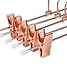 Amber Home 5 Pack Rose Copper Gold Metal Pants Hangers With Adjustable Clips for Skirts, Jeans, Trousers - Heavy Duty