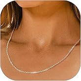 FOCALOOK Chain Necklaces for Women, 1.4MM Thin Cable Chains, 14K Gold/Rose Gold/Stainless Steel Silver/Black Plated, Hypoallergenic Long Chains for Pendant, 16 18 20 22 24 Inch