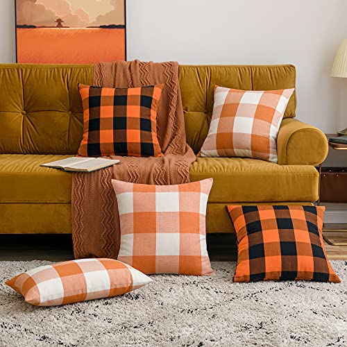 MIULEE Fall Decorative Classic Retro Checkers Plaids Throw Pillow Cover