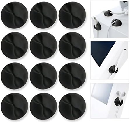 ONME FBA_RGHI0 Cable Clips, Multipurpose Cable Clips Cord Management System, Desktop Cable Organizer (Black 12pcs)