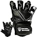 Steel Sweat Workout Gloves - Best for Weightlifting Gym Fitness Training and Crossfit – Made for Men and Women who Love Lifting Weights and Exercise - Leather SCARR Black Large