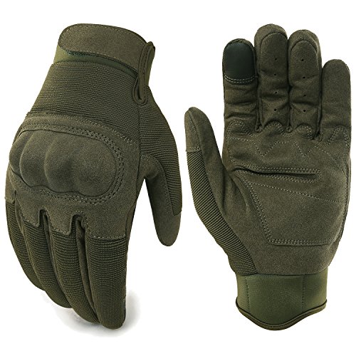 JIUSY Military Shooting Hard Knuckle Tactical Gloves for Motorcycle Cycling Riding Hunting Hiking Army Combat Touch Screen Full Finger Gloves Size Green Small B16