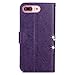 For iPhone 8 Plus Wallet Case,HAOTP Luxury 3D Handmade Bling Crystal Rhinestone Butterfly Floral Lucky Flowers PU Flip Stand Credit Card ID Holders Leather Case for iPhone 7 Plus / 8 Plus (Bling/Purple)