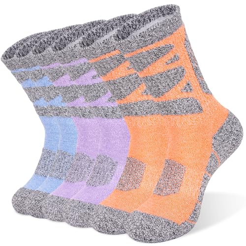 Tphon Womens Hiking Socks Boot Work Crew Cushion Socks Cozy Athletic Sock for Women 3 Pairs L at Amazon