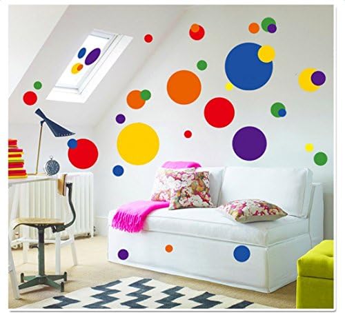 Polka Dots Wall Stickers Decal Wallpaper Just Dots Primary Colors Wall Decals Art Home Decor for Girls Bedroom Living Room