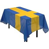 Kind Girl Sweden Swedish Flag Tablecloth,Rectangular Tablecloth Fade-Resistant Washable National Flag Tablecloth, Suitable for Kitchen Dining Family Gatherings and Outdoor Events,Home Decoration.