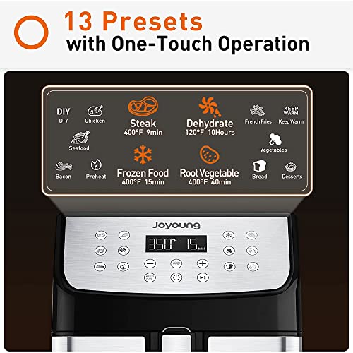JOYOUNG Air Fryer 5.8QT Detachable Double Basket Air Fryers 1700W 13in
