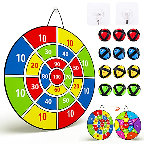 Ayeboovi Dart Board for Kids, 26 inch Dart Board, Yard Games for Kids with Hooks & 12 Sticky