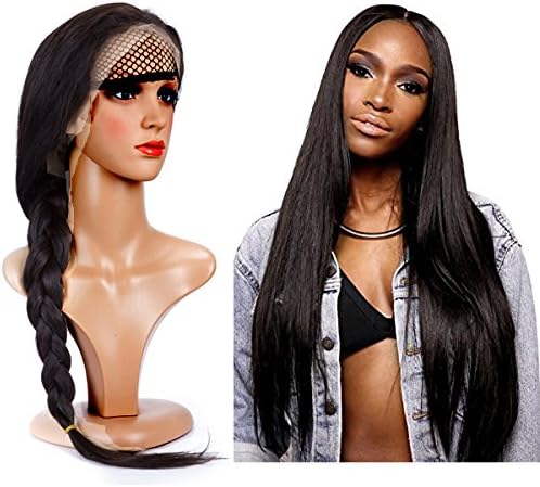 H&N Hair Brazilian Virgin Hair Full Lace Wigs Straight Human Hair Wigs with Baby Hair 130% Density For Black Women Natural Color (24inch)