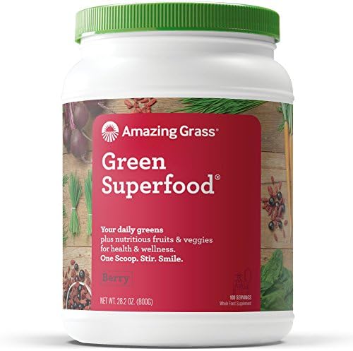 Amazing Grass, Green Superfood Powder, Berry Flavour, Value Size, 100 Servings, 28 oz (800 g)