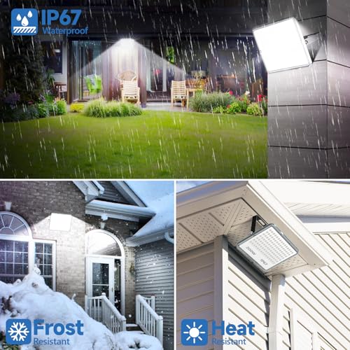 TASINUO Outdoor LED Spotlights 200W 2 Pieces, 20000LM 6500K Cool White Lights Outdoor, IP67 Waterproof Outdoor Light, Powerful LED Lamp for Garden, Terrace, Garage, Factory, Warehouse