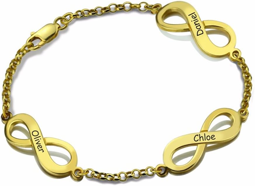 XXI0c2sd2s Personalized Infinity Name Bracelet Sterling Silver Custom Triple Infinity Sign Family Bracelet with Multiple Names