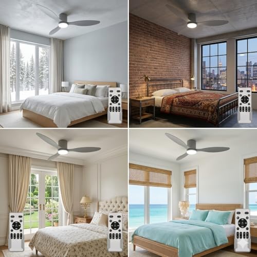 Large Ceiling Fan with Light and Control 132cm (52"), Silent DC Motor, 3 Plastic Blades, Adjustable LED, Modern Low Consumption Fan for Living Rooms, White