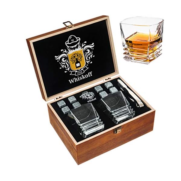 Whiskey Stones Gift Set Heavy Base Glasses For Scotch Bourbon Drinker Whisky Rocks Chilling Stones In Wooden Gift Box Honey I Want That