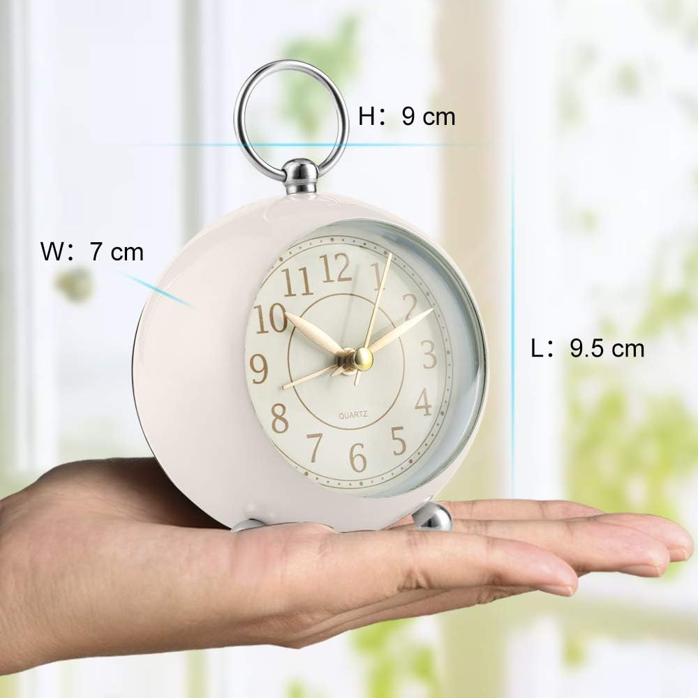 Neucox Silent Bedside Clocks Battery Operated Non Ticking Desk Clock Analogue Alarm Clock Bedroom Retro Alarm Clock Simple Loud Vintage Alarm Clocks with Light Large Display for Heavy Sleepers Office - Image 3