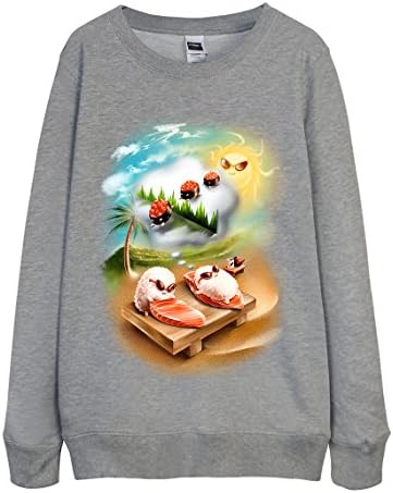 Sweatshirt - Sushi Sun Bathing at Beach Gray Small