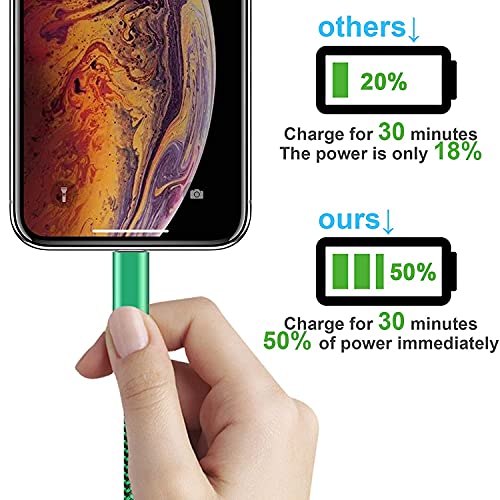 6 Pack [Apple MFi Certified] 3/3/6/6/10/10 FT iPhone Charger MUXA Colorful Nylon Lightning Cable Compatible iPhone 13 mini/13/12/11 Pro Max/XR/XS/X/8/7/Plus/6S/6/SE/5S/iPad