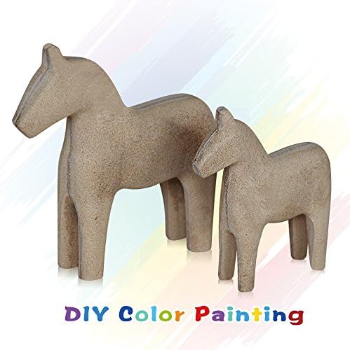 FishMM Set of 2 Europe's Swedish Unfinished Wooden Dala Horse Figurine, Dalecarlian Horse Ornaments, DIY Color Painting Classical Handicraft Statue