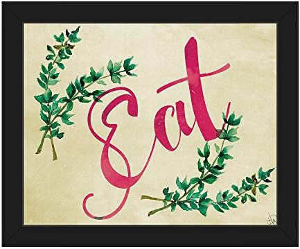 ピンクeat With Thyme水彩アートのキッチン壁アートプリント 24x36 Kitfrm24x36sbk Svietimocentras Lt