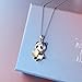 S925 Sterling Silver Cute Panda Love Heart Necklace for Women Girl, Rolo Chain 18