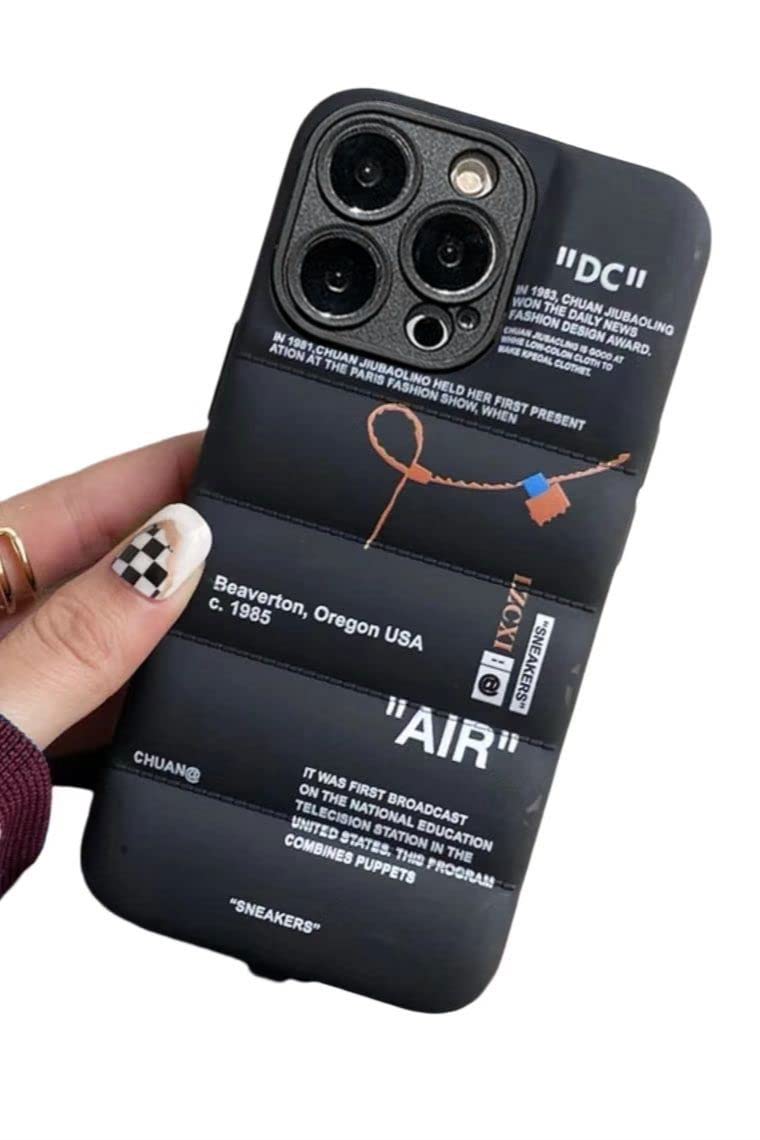 Photo 1 of IAIYOXI Puffer Case with Sports Shoes Brand Design for iPhone 16 Pro Max,Sneakers Ins White or Black Label Soft Cover-Blue Puffy Cover for iPhone 16 15 14 13 12 11 Pro Max Plus X XS XR 7 8 (Black)