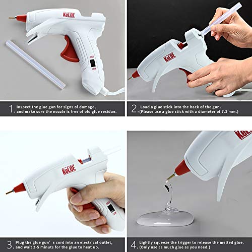Dual Temperature Hot Glue Gun Kit, KeLDE UL Certified Mini Adjustable Melting Glue Gun with 30pcs Glue Sticks, Long Fine Tip for DIY Precision Projects, 20 Watts - Thumbnail 3