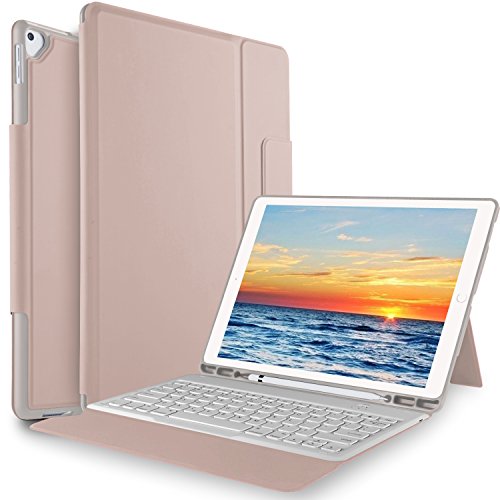 KuGi Keyboard case for ipad pro 11 - Ultra Lightweight One-Piece Wireless Keyboard Stand Case for Apple ipad pro 11 (2018 Release) - Rosegold