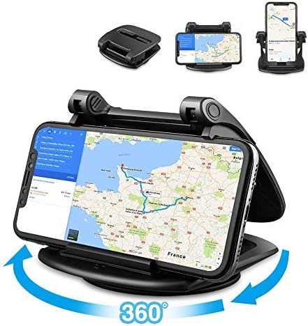 Phone Holder for Car, 360° Rotate Strong Sticky Gel Premium 3M Dashboard Car Phone Mount Cradle [Easy Opening & Neat Folding] for iPhone, Android Smartphones, GPS